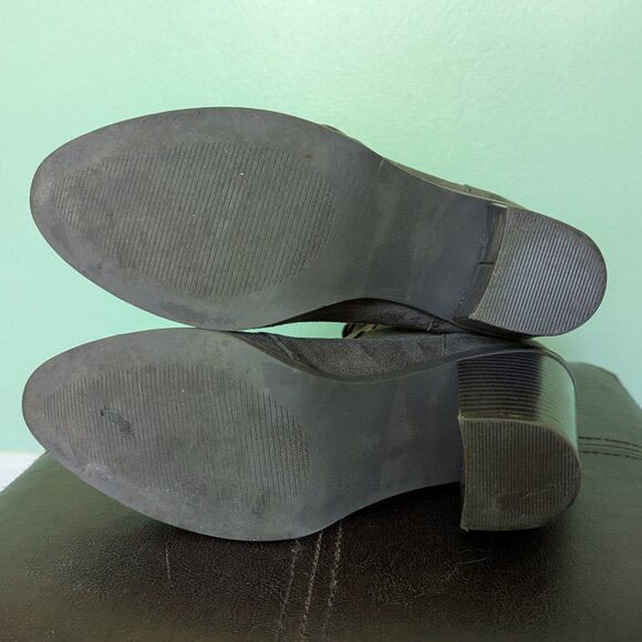 JustFab Faux Suede Gray Ankle Boots - Picture 2 of 5